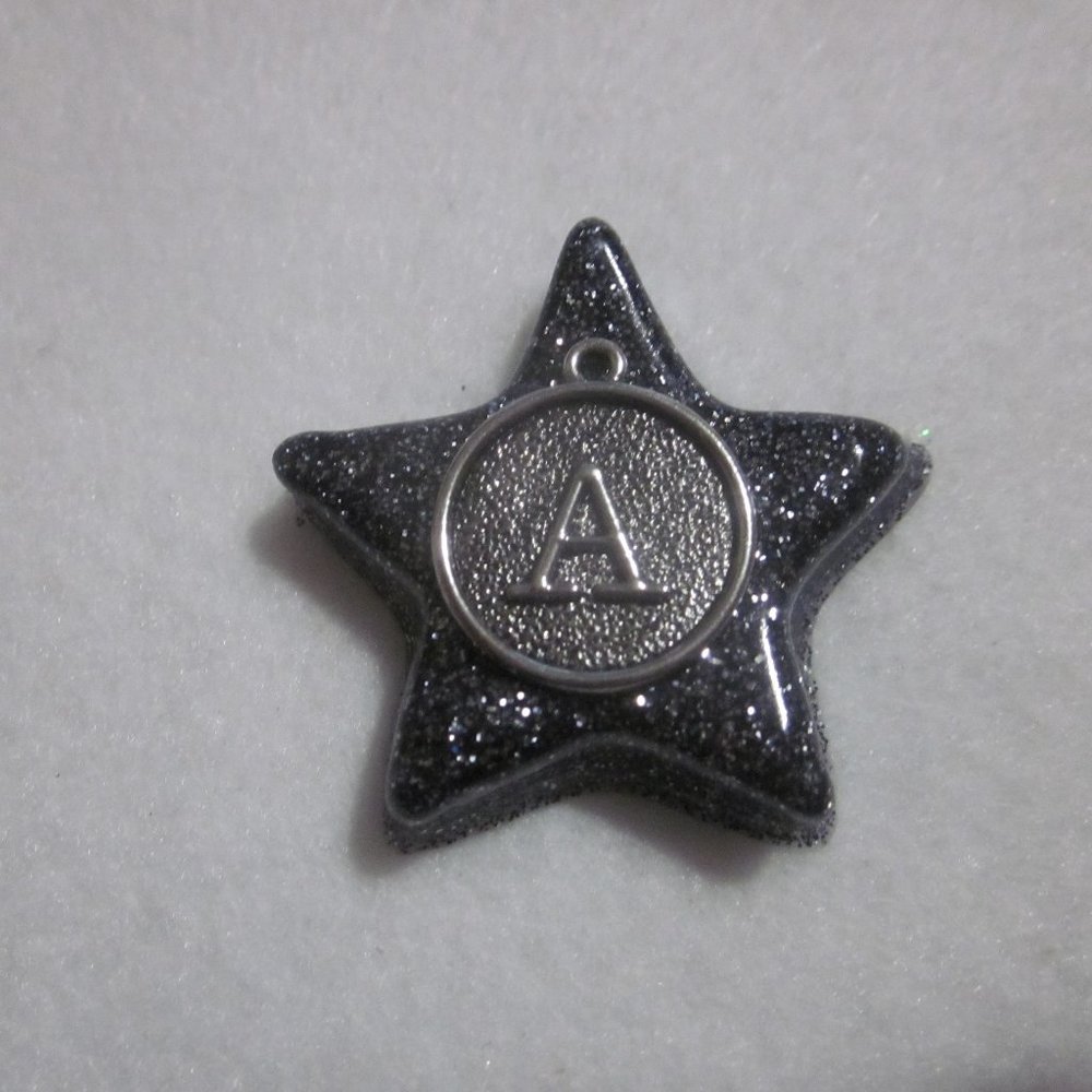 Black Shimmer Initial A Star Magnet